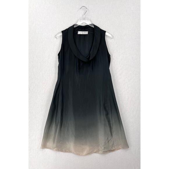 VIVIANA UCHITEL Sleeveless Silk Dress Small Gray Ombre Dip Dye Tuni Shift Cowl - Picture 2 of 16